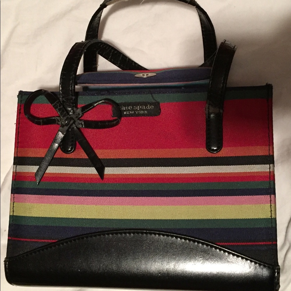 SOLD Cute Kate Spade striped canvas handbag